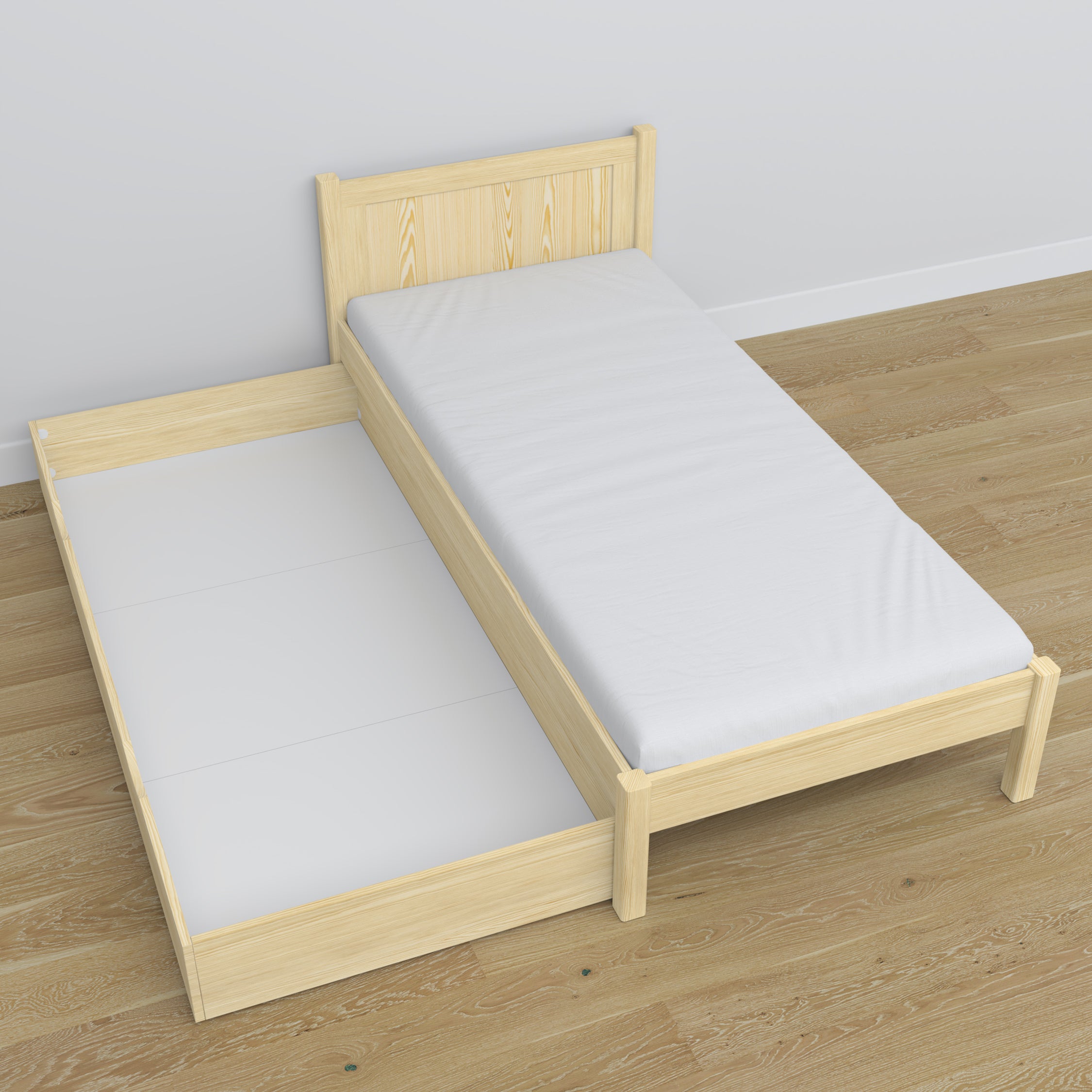 Nizio pine slatted base for bed with drawer – durable support base
