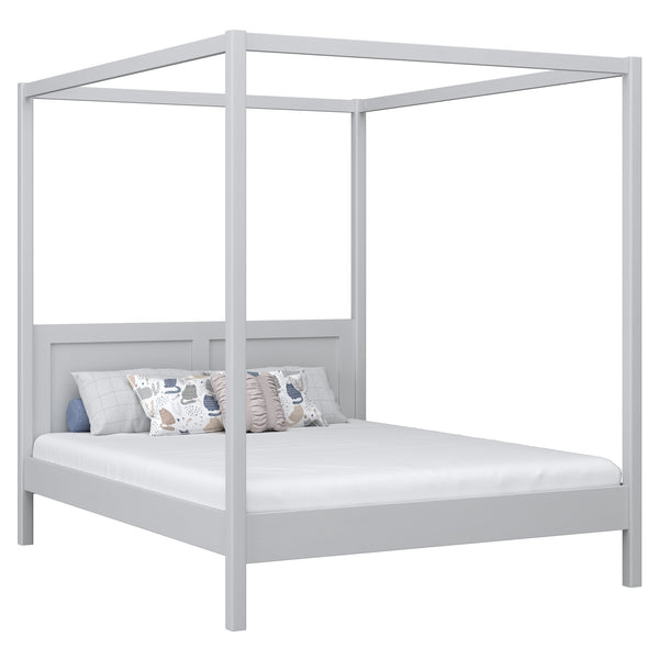 Lit double à baldaquin en bois gris – chambre, style scandinave
