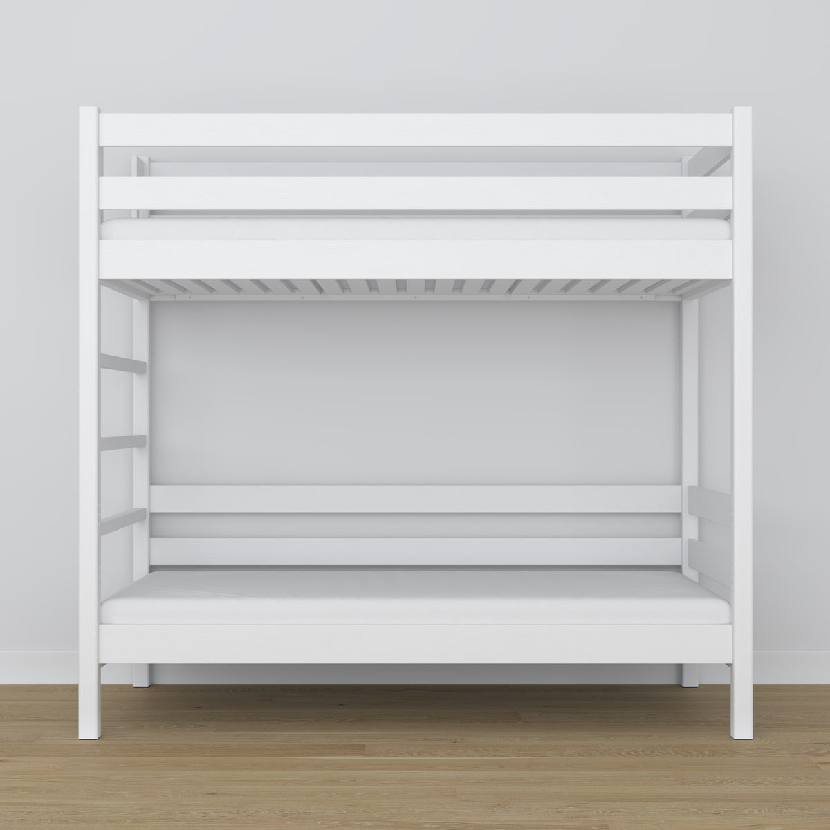 White Wooden Bunk Bed – Side View, Nizio Home