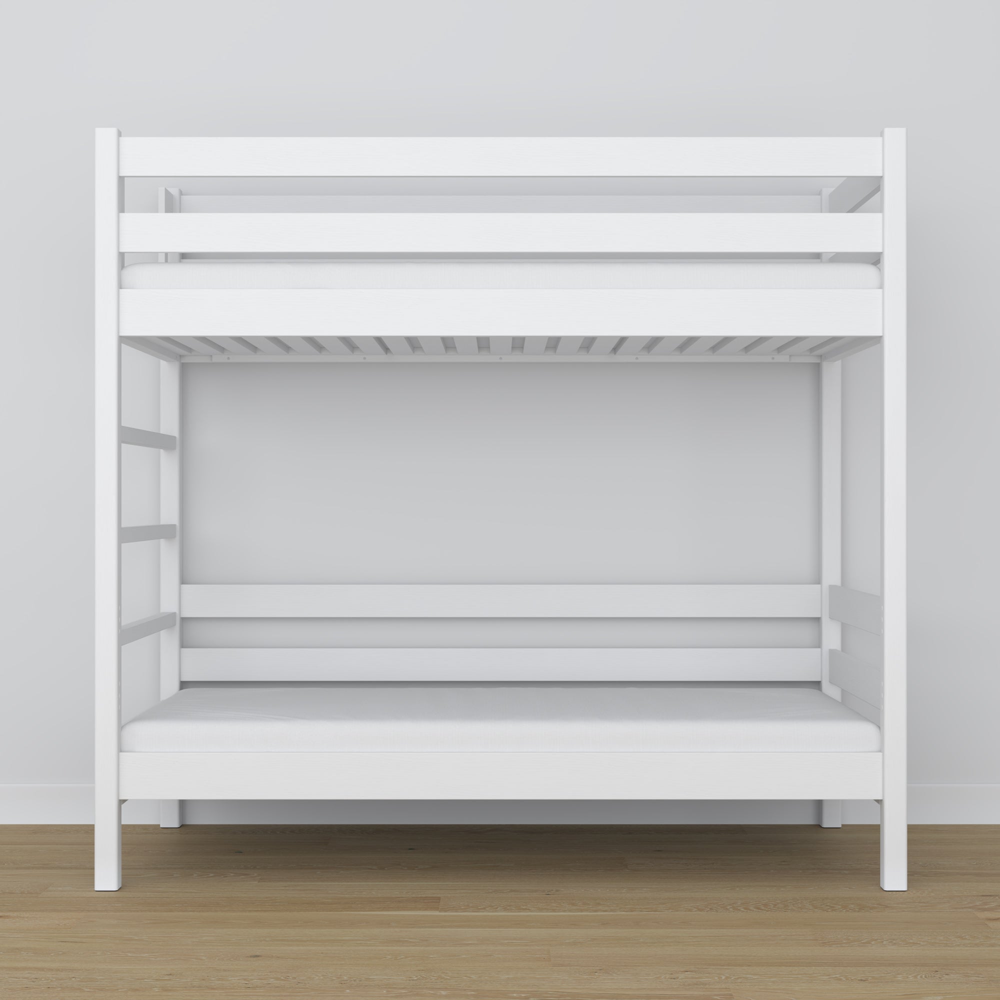 White Wooden Bunk Bed – Side View, Nizio Home