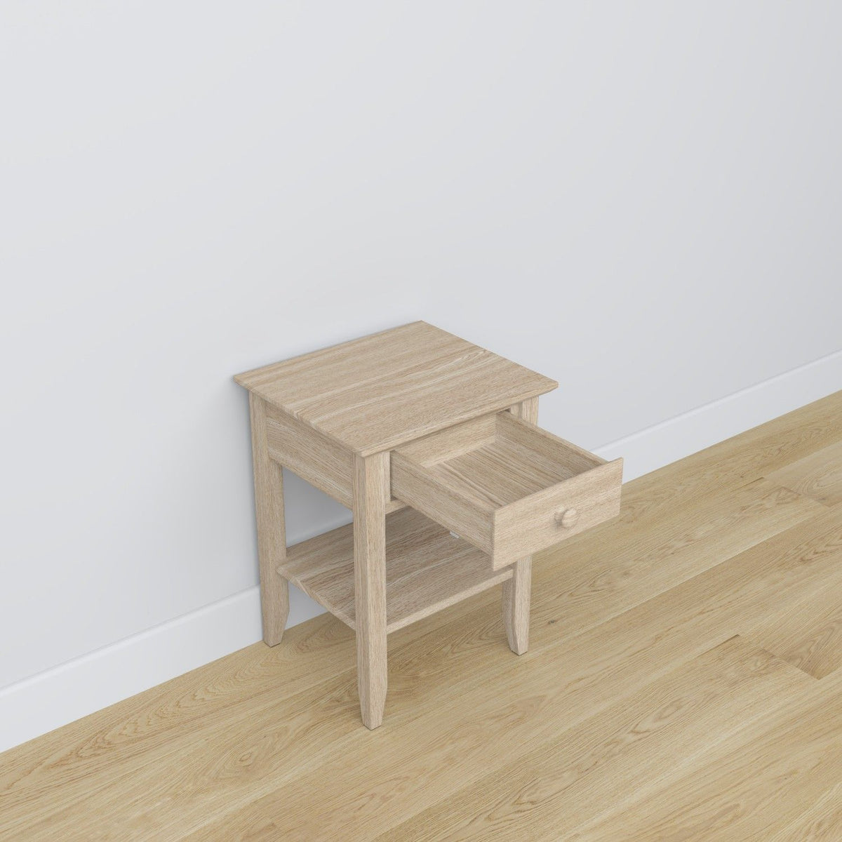 Oak bedside table 1S N01 Scandi oak bleached