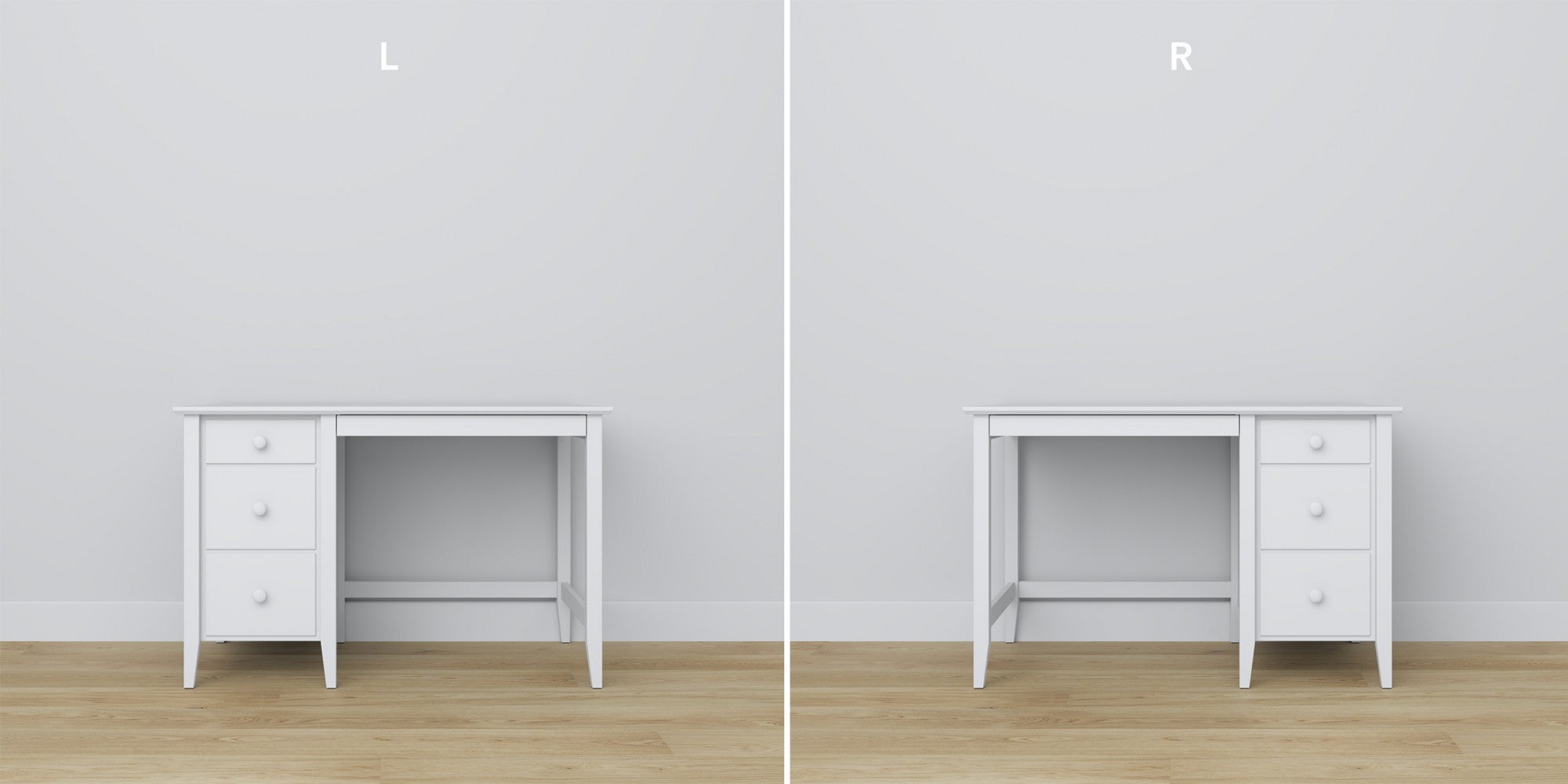 Scrivania 3S in legno bianco – dettaglio giunzioni, alta qualità Nizio