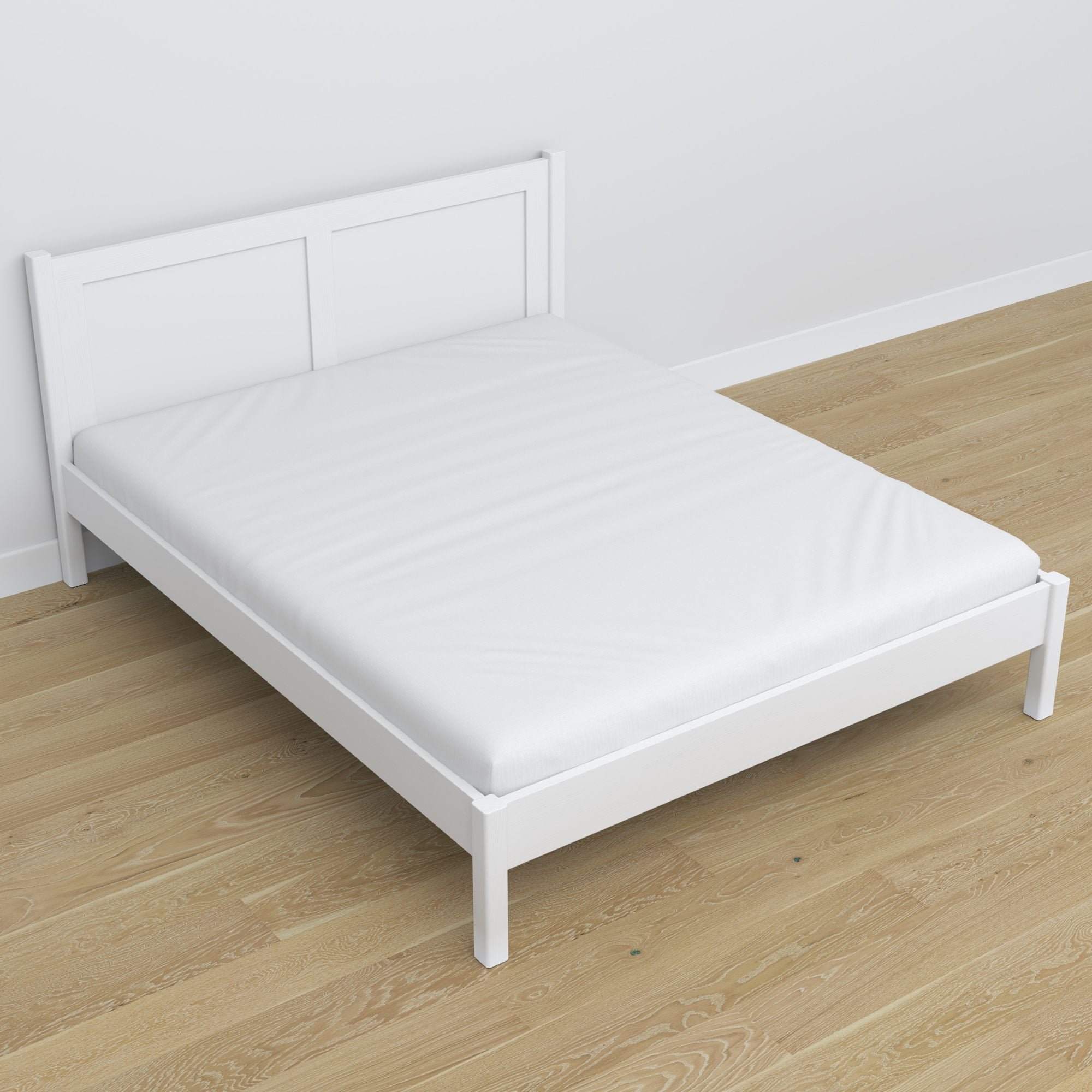 Lit double en bois blanc – dimensions et schéma, Nizio Home