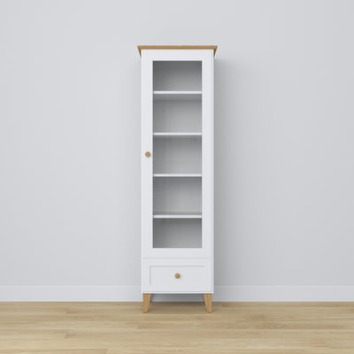Wooden display cabinet 1S 57 Scandi white / natural oak