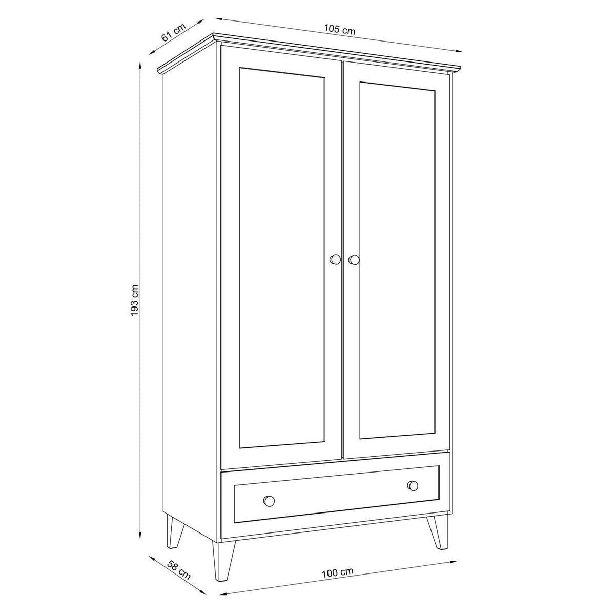Pine wardrobe 2D1S Scandi natural pine