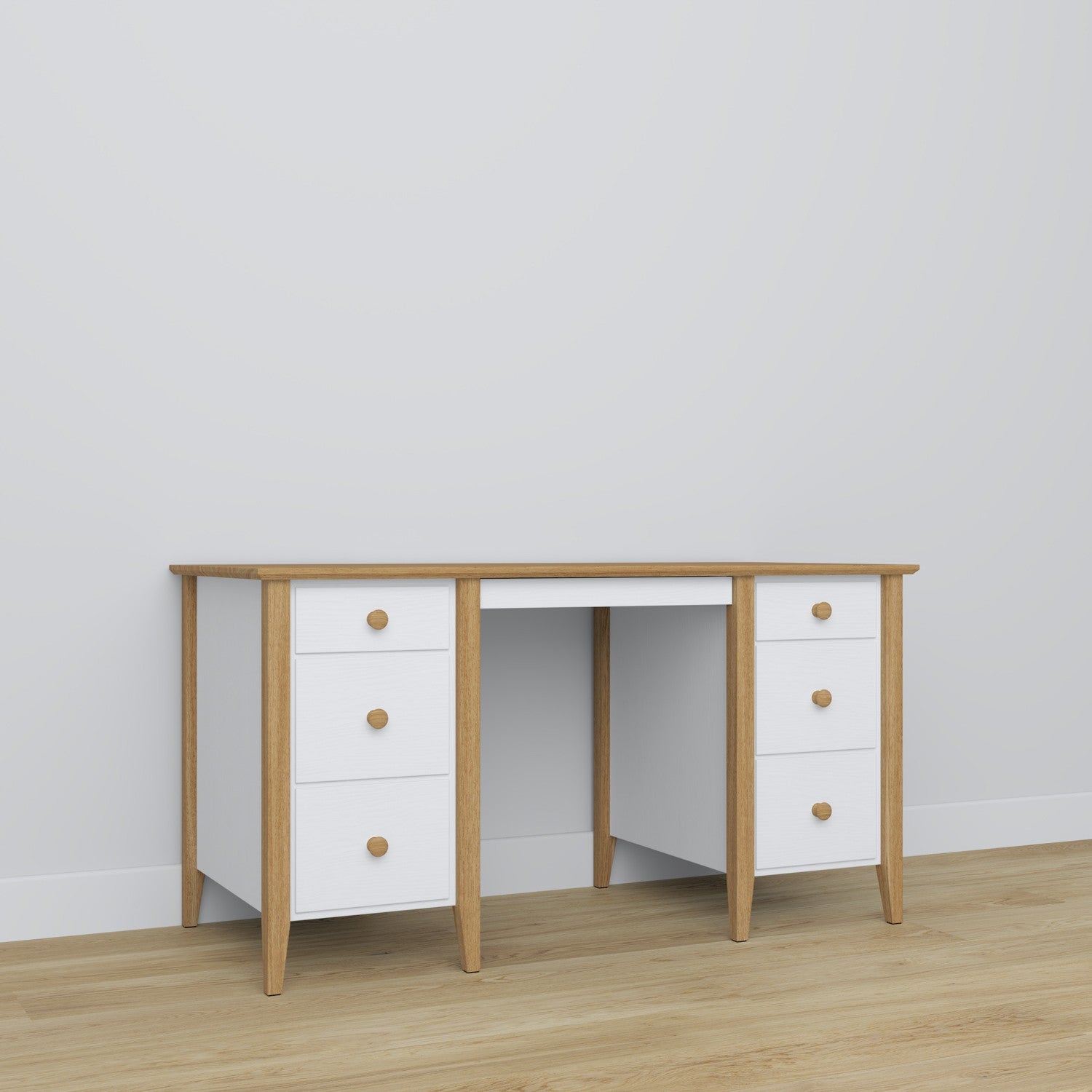 Wooden desk 6S Scandi white / natural oak