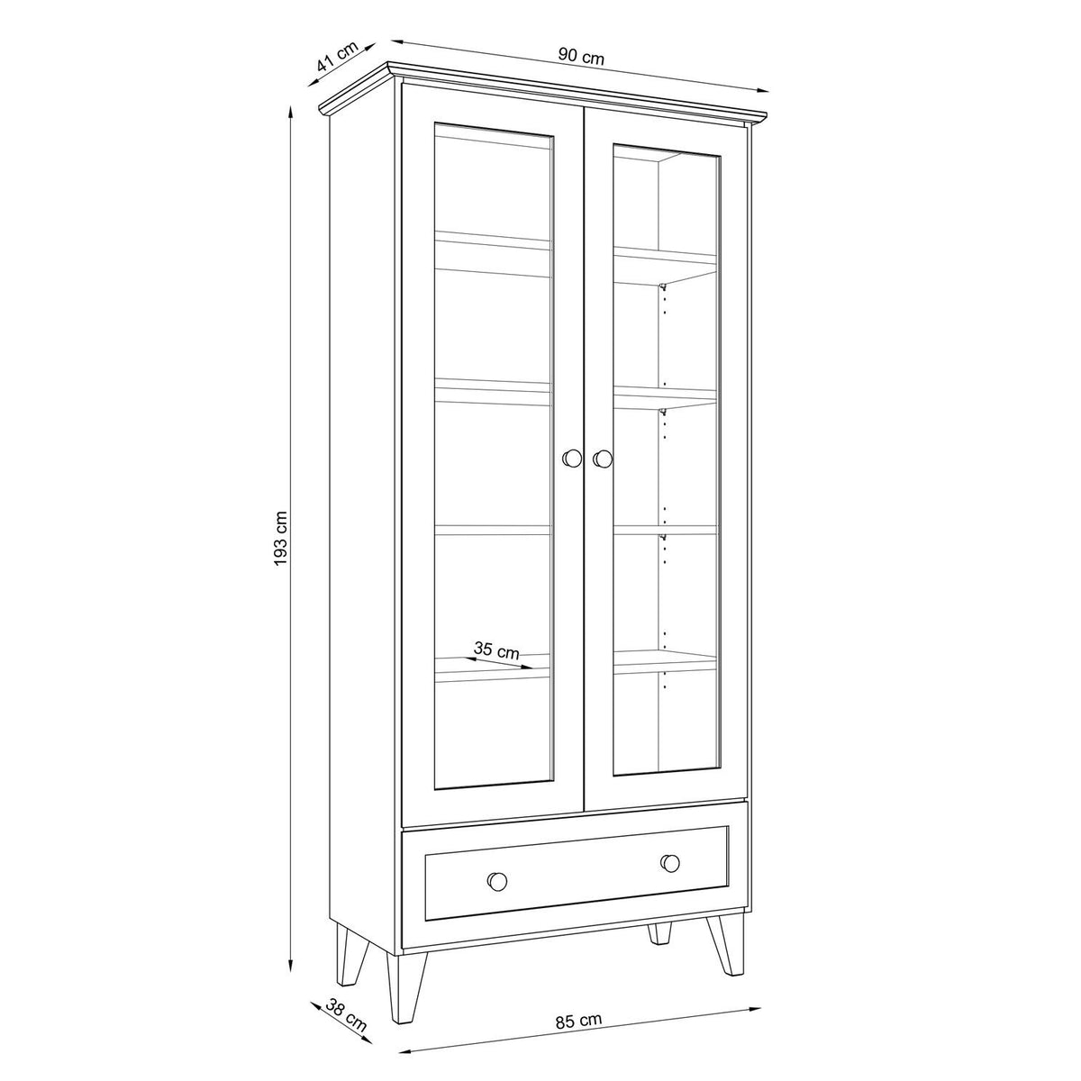 Oak display cabinet 1S 90 Scandi oak natural