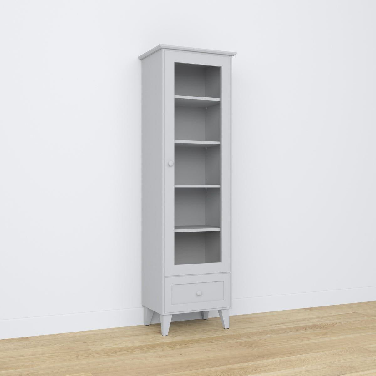 Vetrina 1S 57 grigio – in legno, porte in vetro, vista frontealny