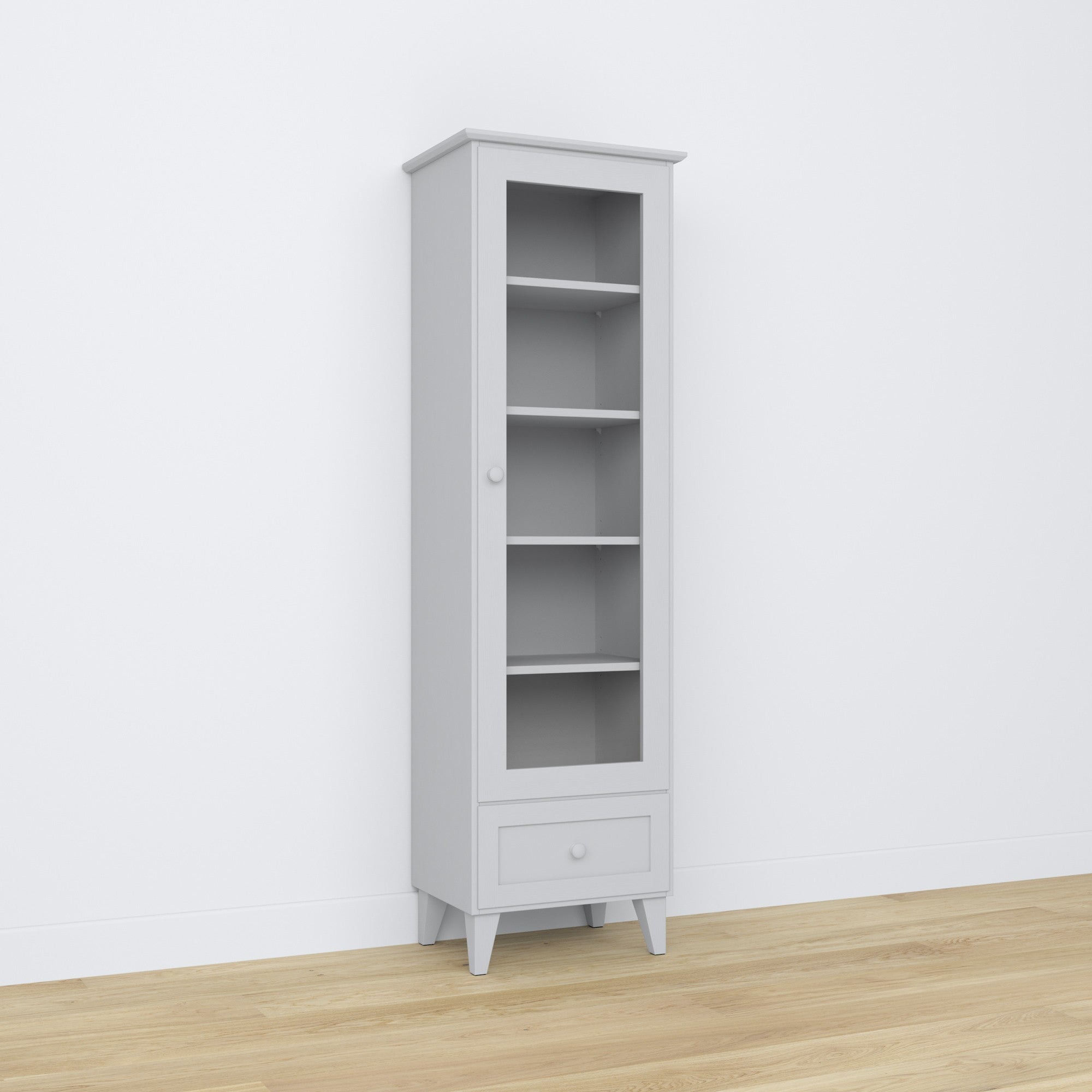 Vetrina 1S 57 grigio – in legno, porte in vetro, vista frontealny