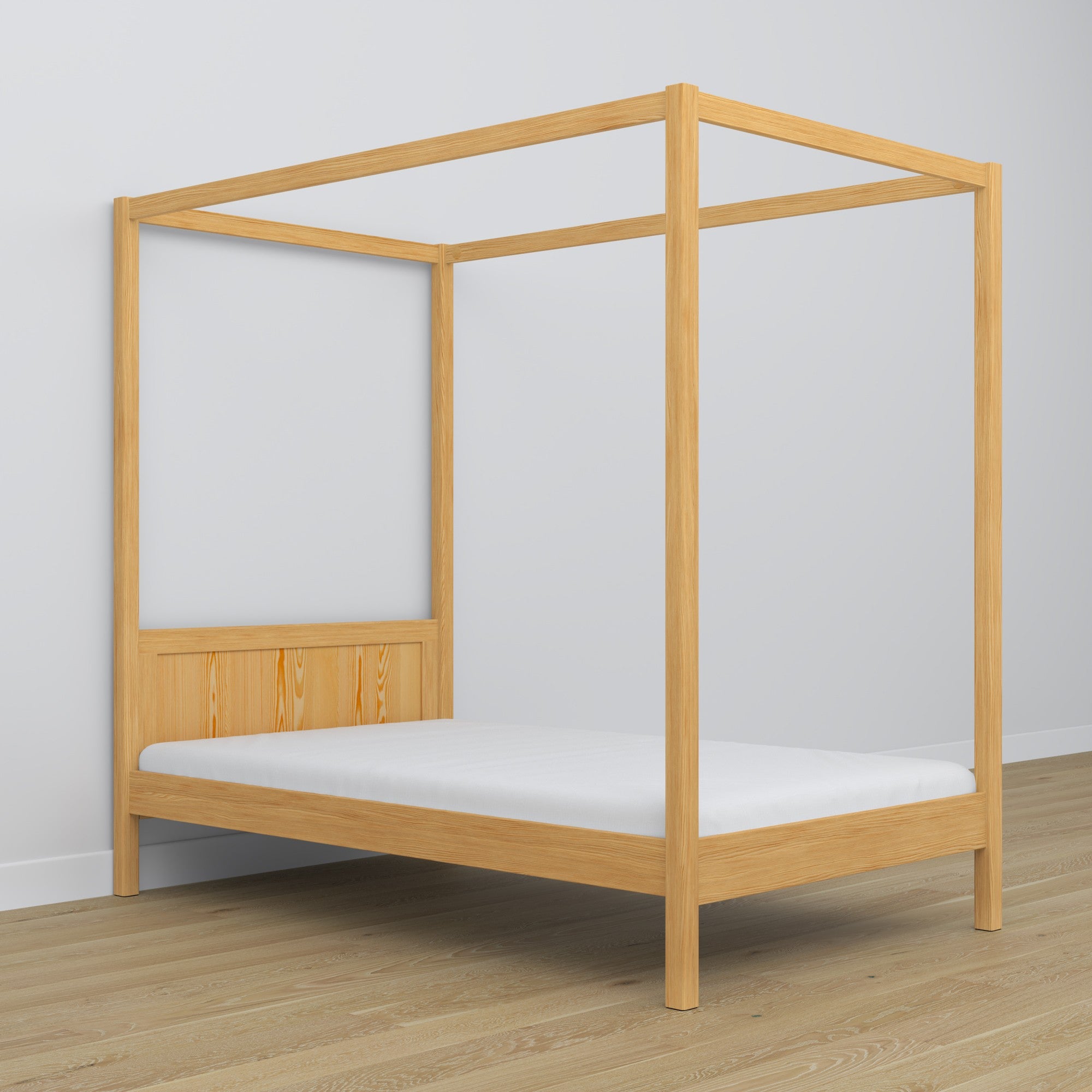 Letto pino naturale con baldacchino – cornice decorativa in legno, sicuro per e bambini