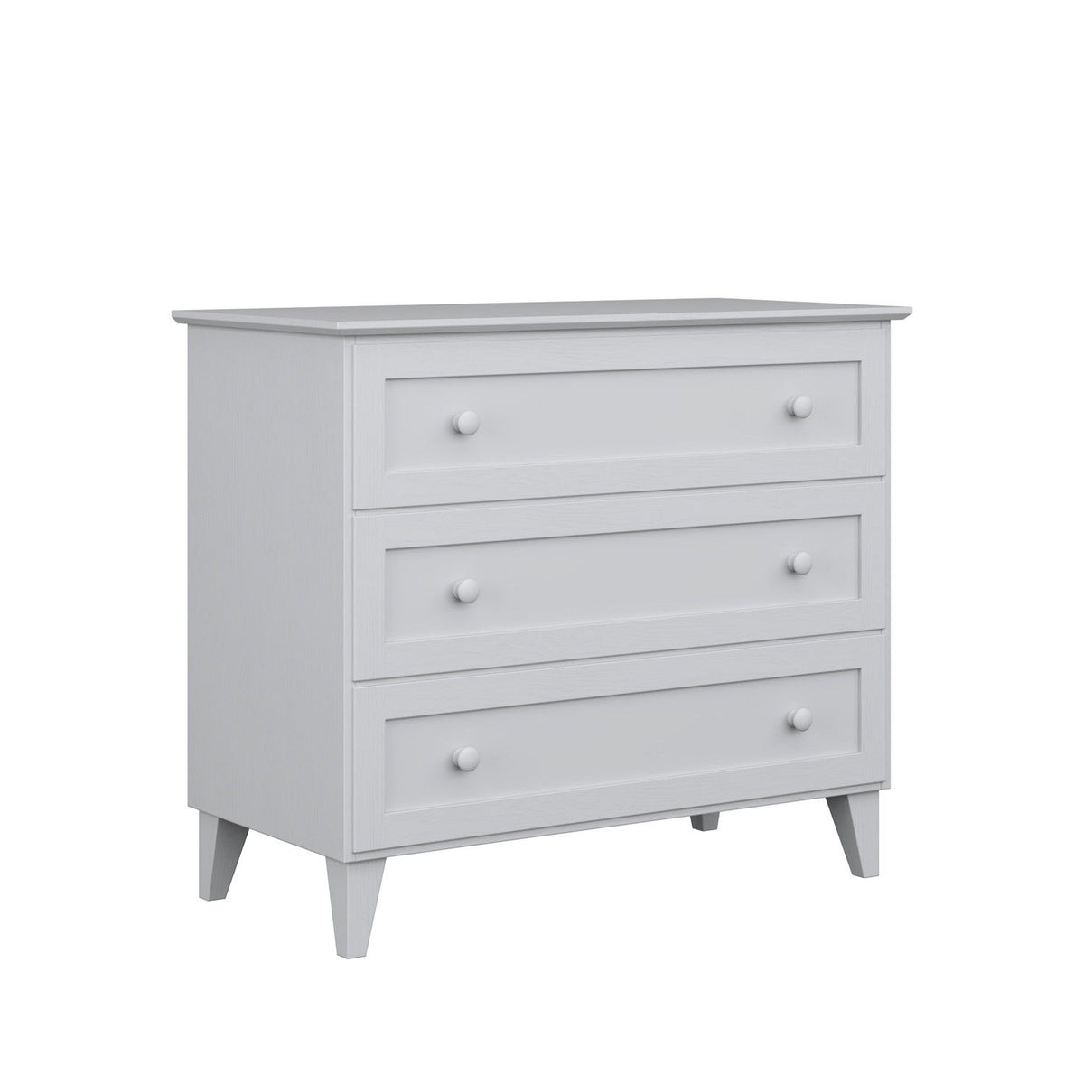 Cassettiera 3S in legno grigio 105 cm in camera da letto – allestimento scandinava