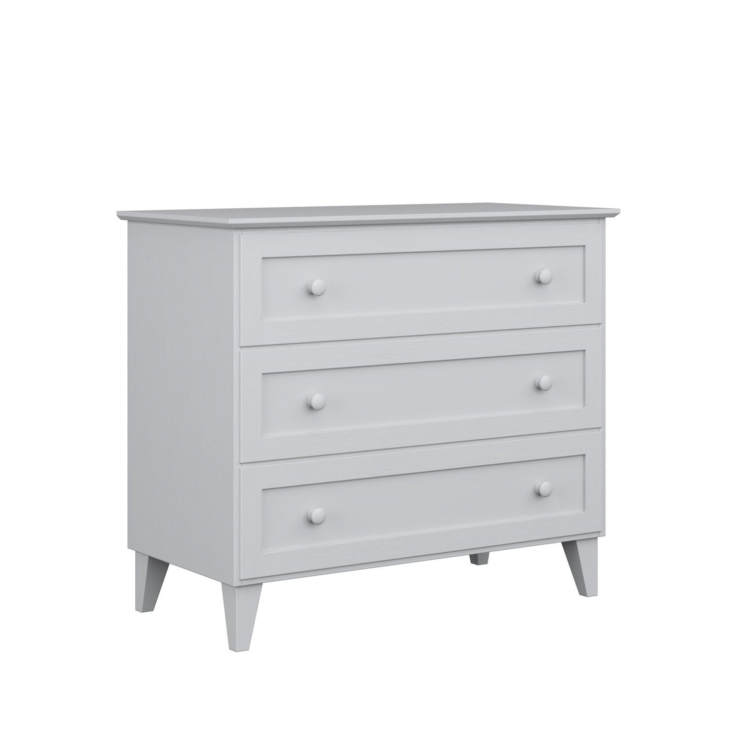 Cassettiera 3S in legno grigio 105 cm in camera da letto – allestimento scandinava