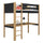Hochbett mit Schreibtisch aus Holz schwarz-eiche – Kinderzimmer, scandi Nizio