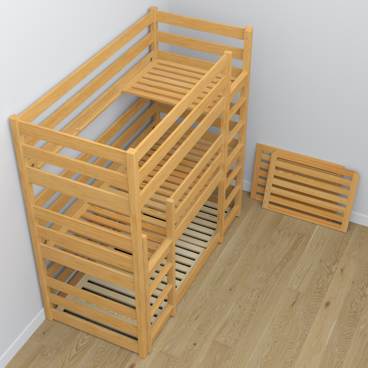 Łóżko 3-piętrowe N01 sosna naturalna – dodatkowy widok, Nizio Home