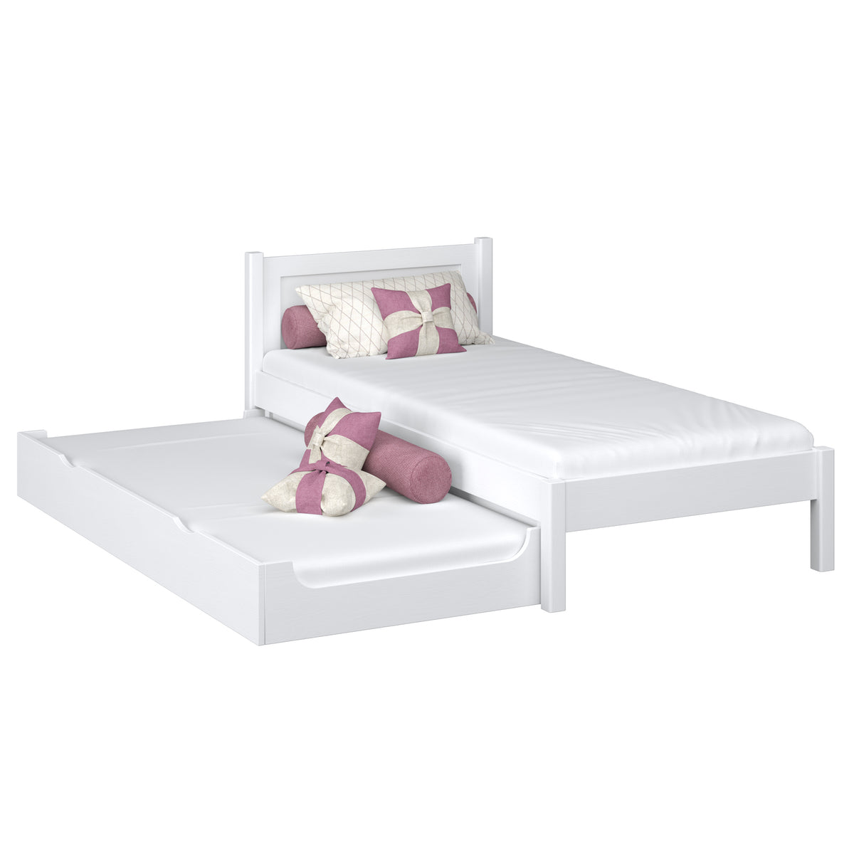 Single bed with mattress drawer N02 wooden in custom RAL/NCS color – solid wood, Nizio