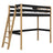 Letto a soppalco in legno nero-quercia – stanza per bambini, legno massello, stile scandi