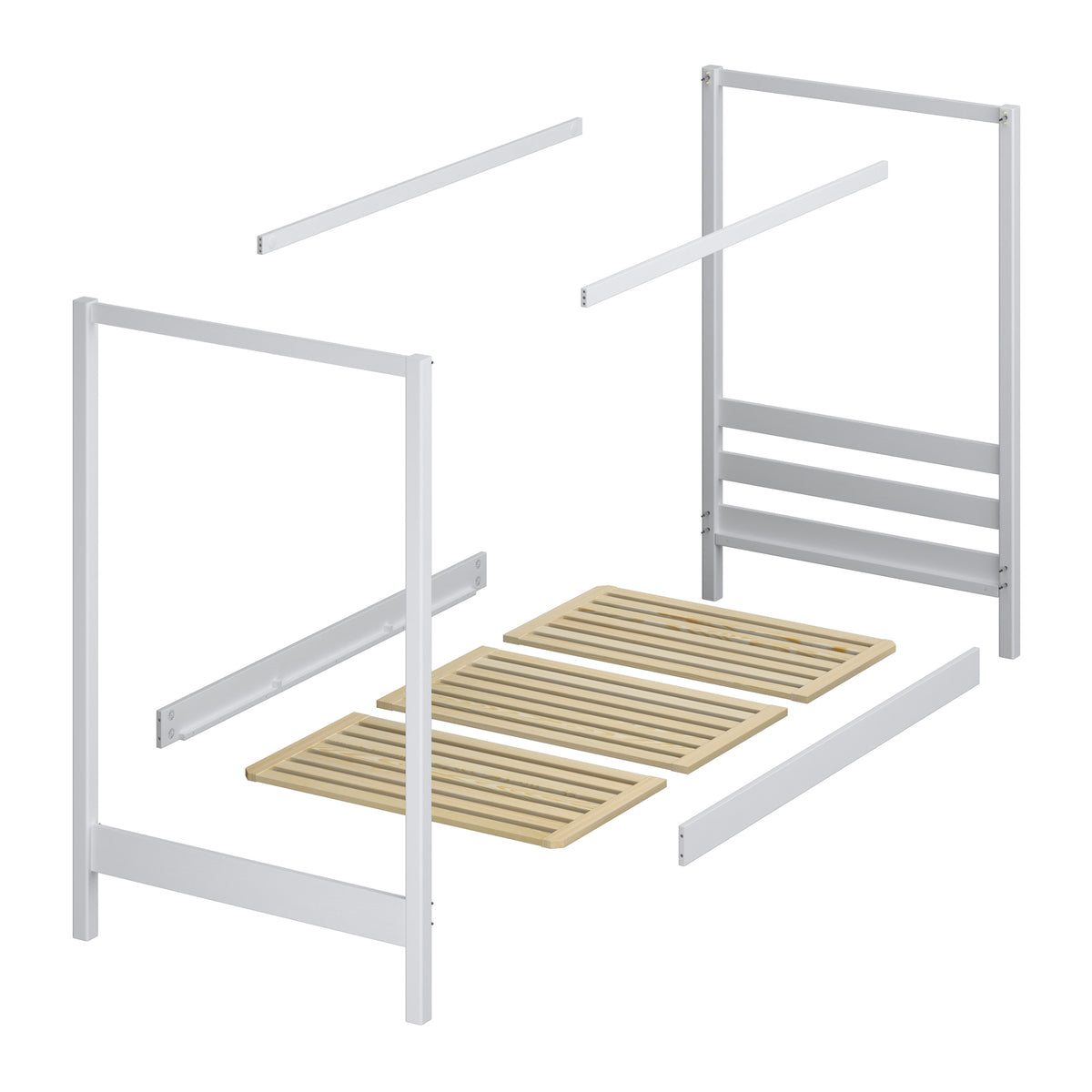 Wooden black-oak canopy bed – angled view, craftsmanship quality