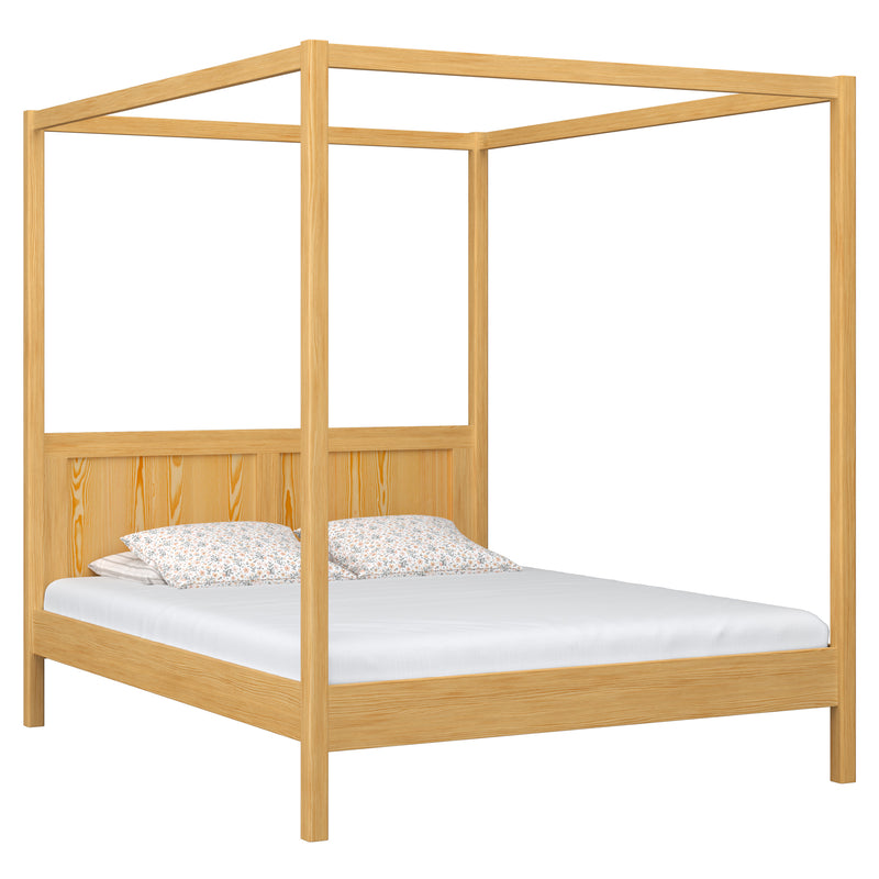 Letto matrimoniale con baldacchino in legno pino naturale – della camera da lettoa, stile scandinavo