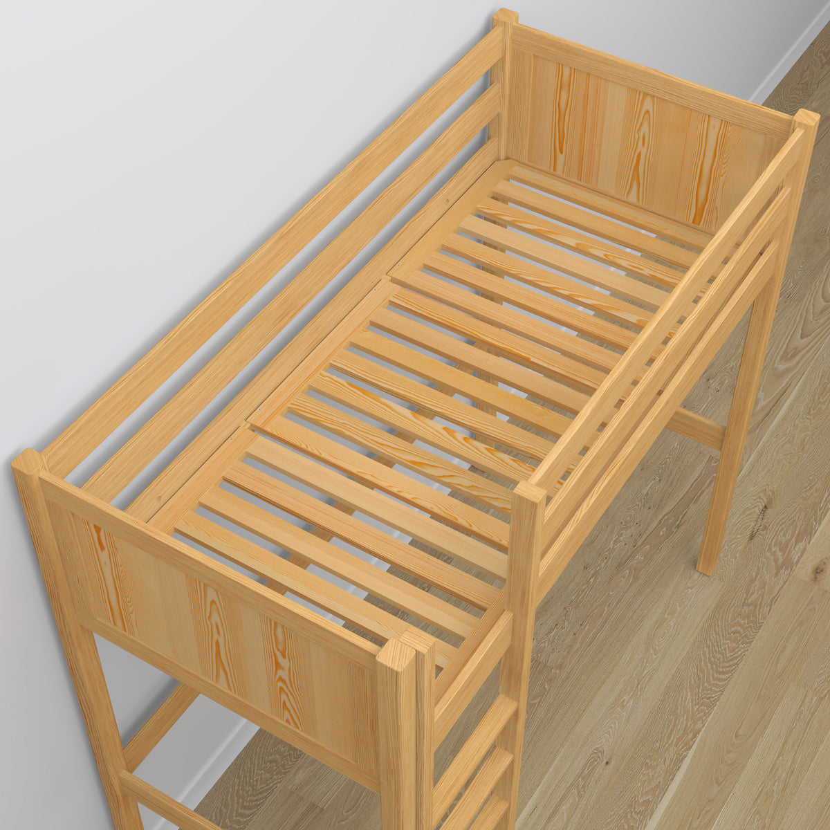 Lit mezzanine en bois pin naturel – détails des assemblages et de l'échelle, Nizio Home