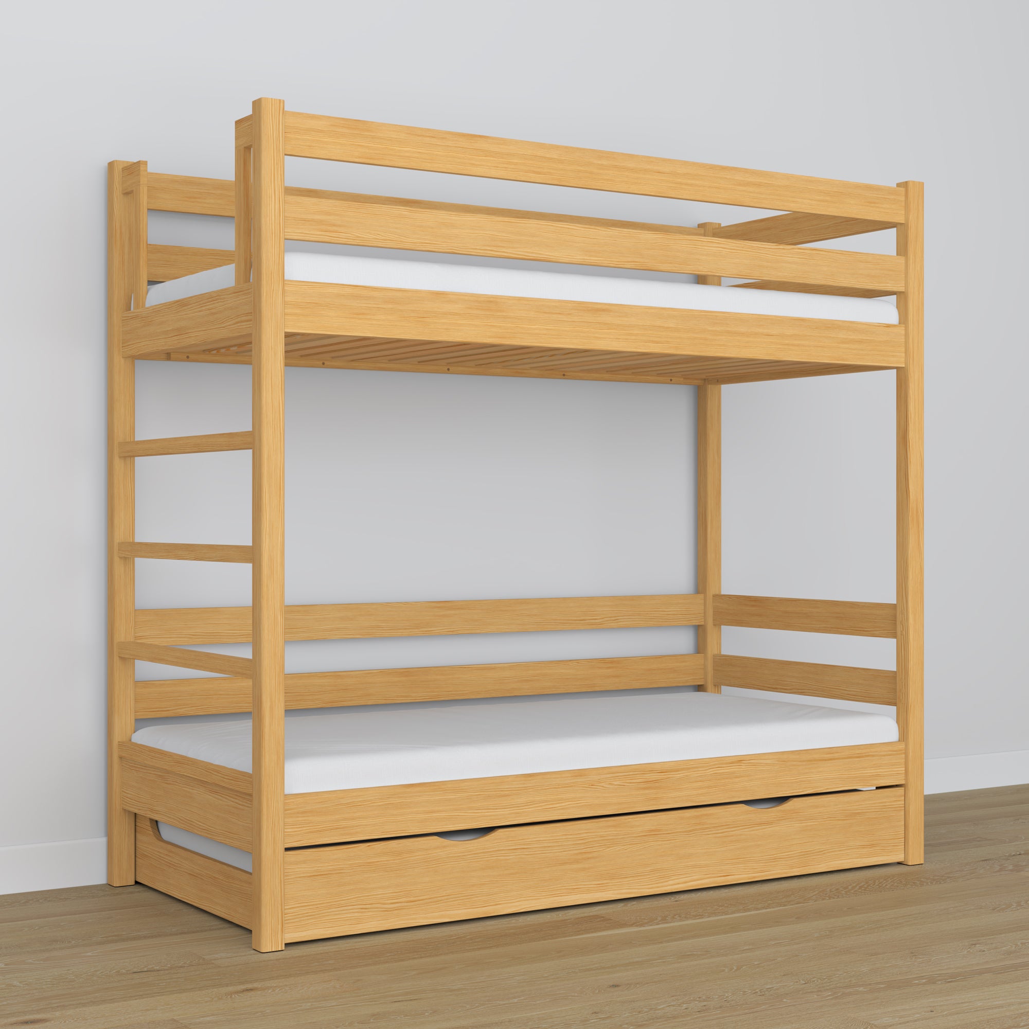 Letto a castello con cassetto per materasso pino naturale in legno – legno massello, stile scandi