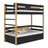Black and Oak Wooden Bunk Bed with Drawer – Children’s Room, Solid Wood, Scandi