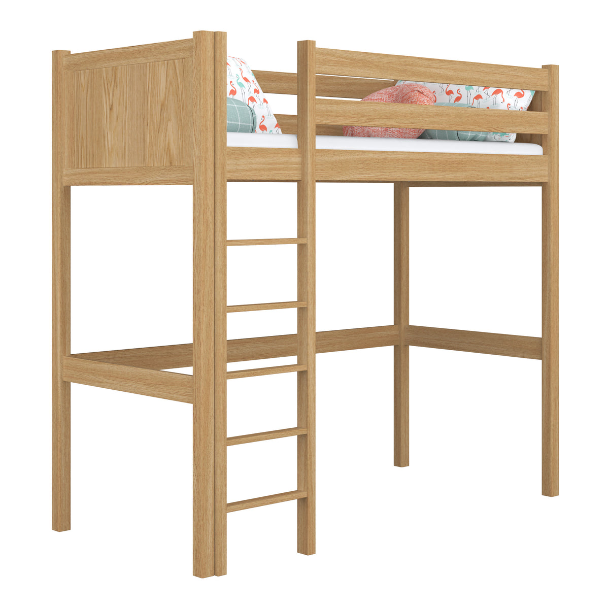 Hochbett Natureiche – Kinderzimmer, Massivholz, Scandi-Stil