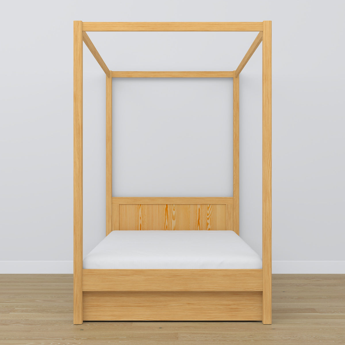 Letto pino naturale con baldacchino – cassetto aperto, in legno, Nizio Home