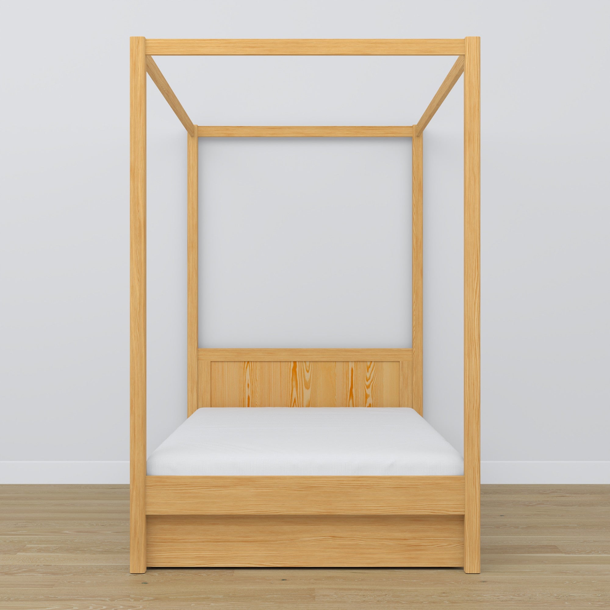Letto pino naturale con baldacchino – cassetto aperto, in legno, Nizio Home