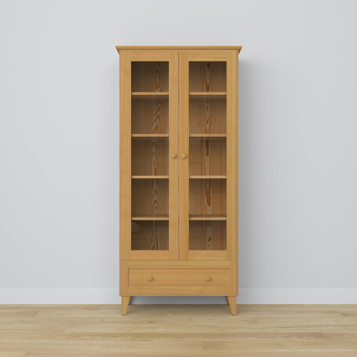 Vetrina con cassetto in pino naturale 90 cm – salotto, stile scandinavo Nizio