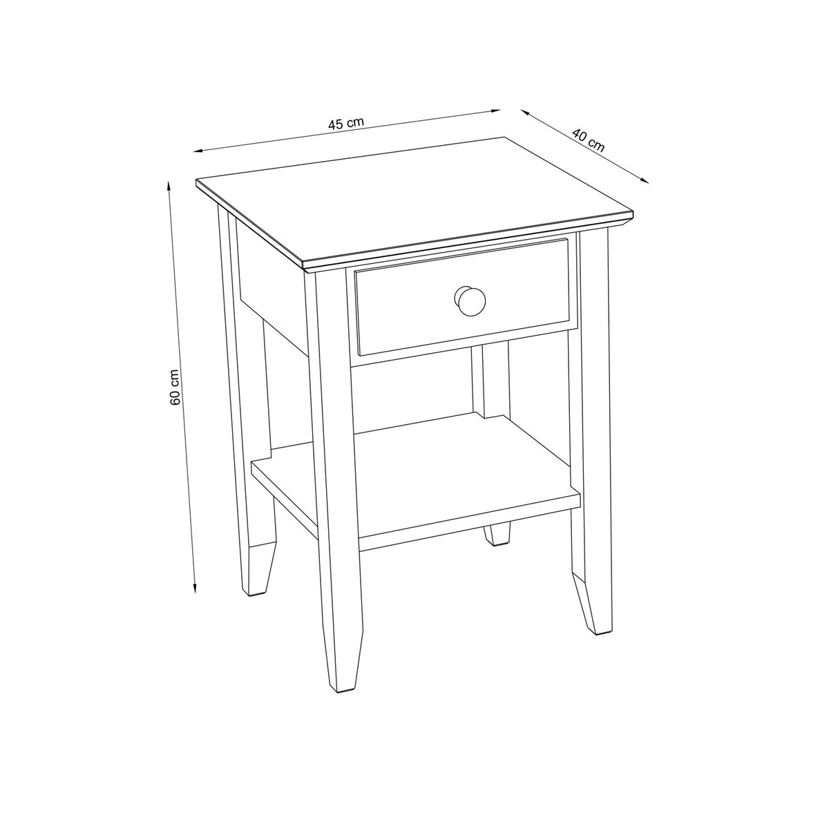 Oak bedside table 1S N01 Scandi oak natural