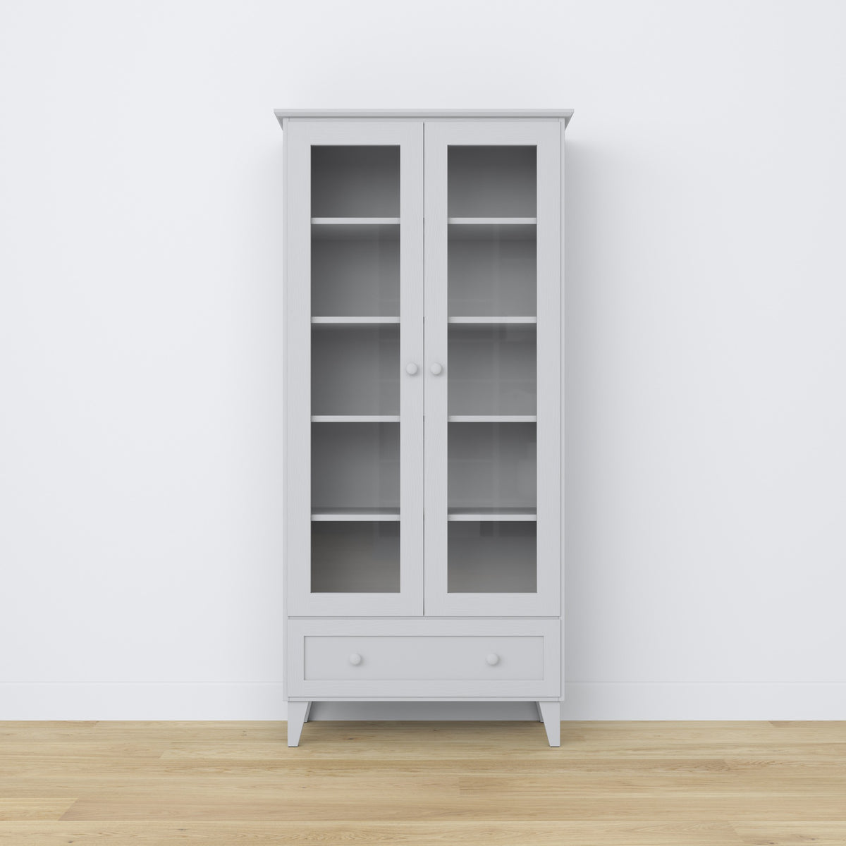 Vetrina con cassetto in legno grigio 90 cm – salotto, stile scandinavo Nizio