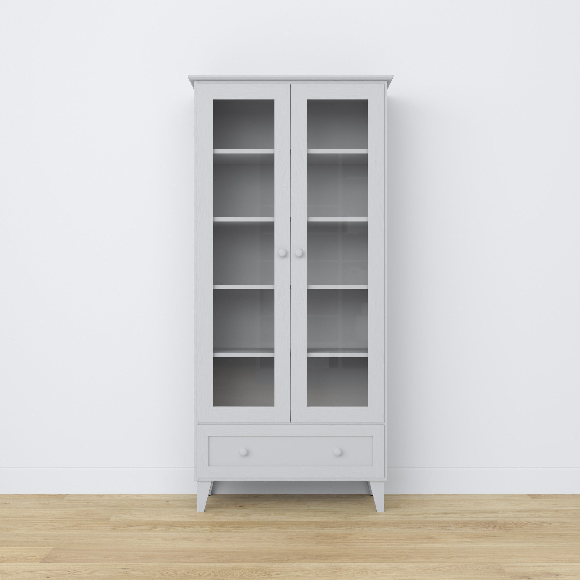 Vetrina con cassetto in legno grigio 90 cm – salotto, stile scandinavo Nizio