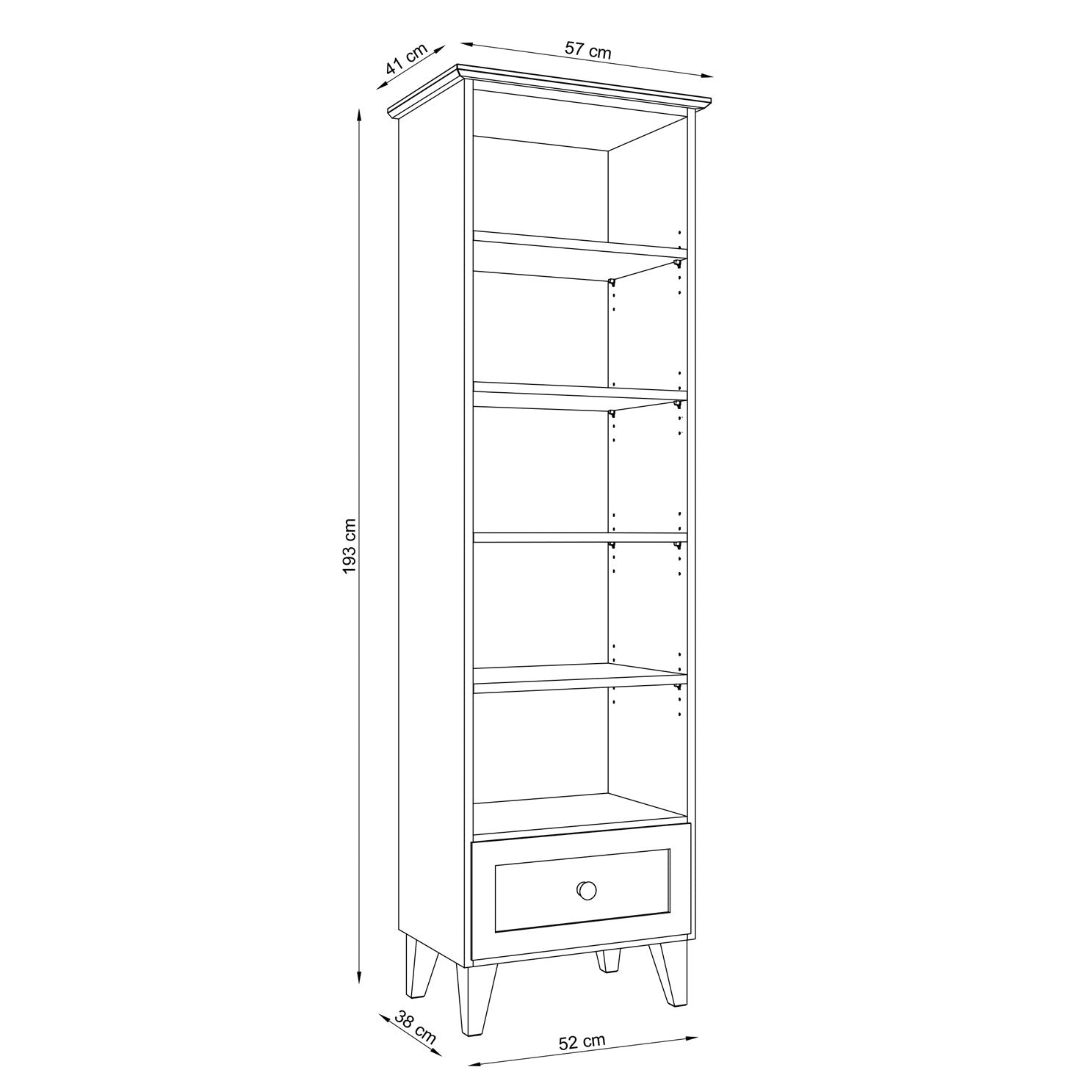 Oak shelf 1S 57 Scandi oak bleached