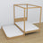 Letto con baldacchino in rovere naturale – cassetto estratto, spazio su ospiti