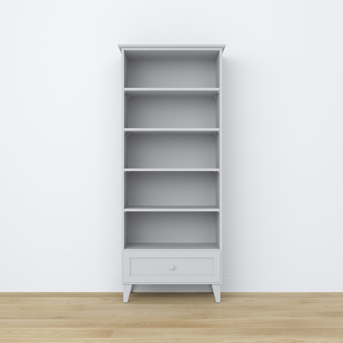 Regal mit Schublade Holz grau 80 cm – Wohnzimmer und Arbeitszimmer, skandinavischer Stil