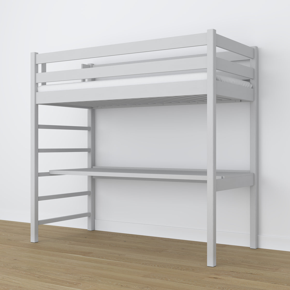 Hochbett mit Schreibtisch Grau aus Holz – Maße, Nizio Home