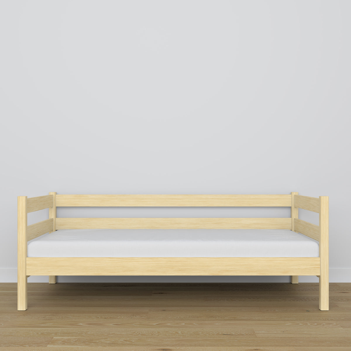 Bettsofa aus Holz Kiefer farblos – Holz- und Verbindungsdetails, Nizio Home