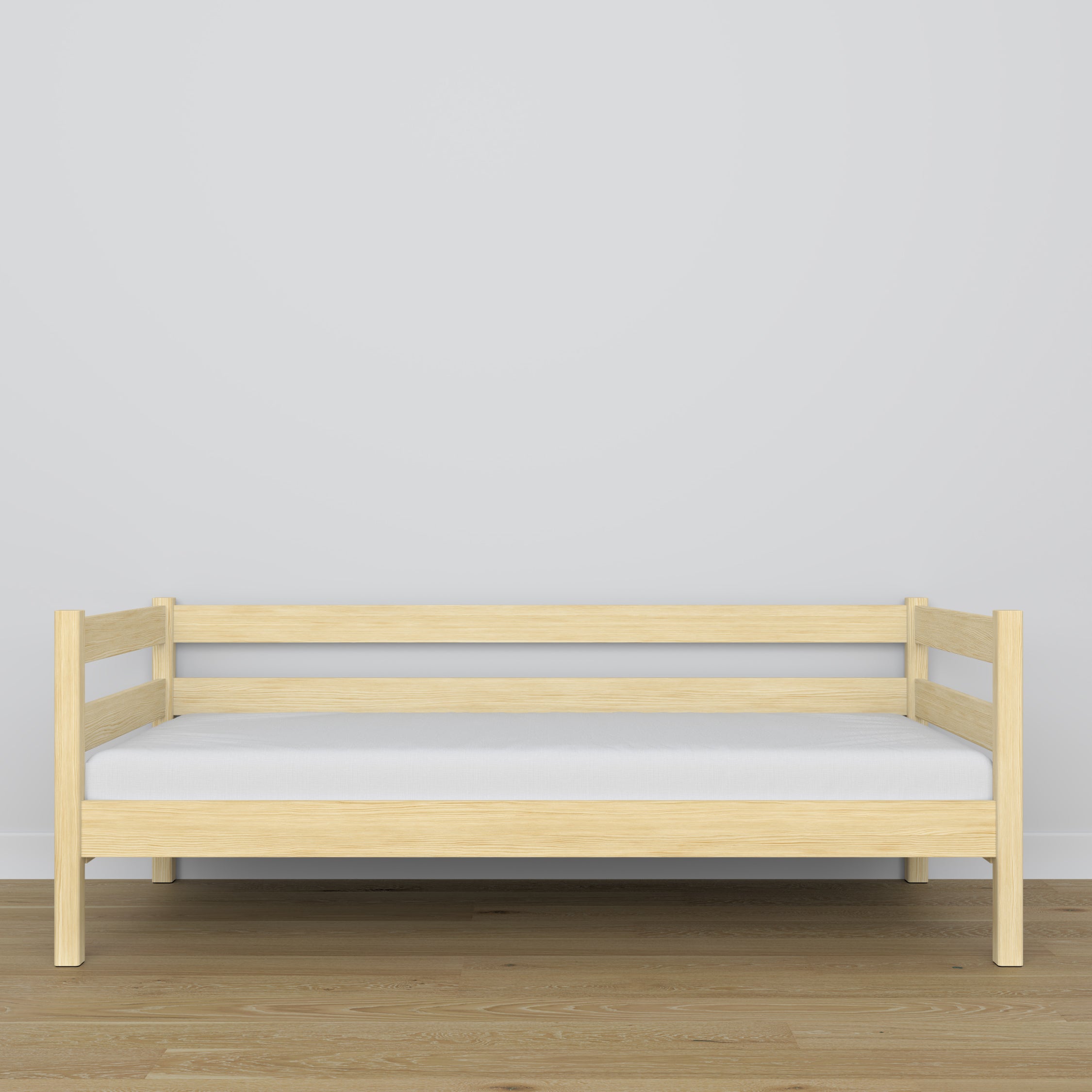 Bettsofa aus Holz Kiefer farblos – Holz- und Verbindungsdetails, Nizio Home