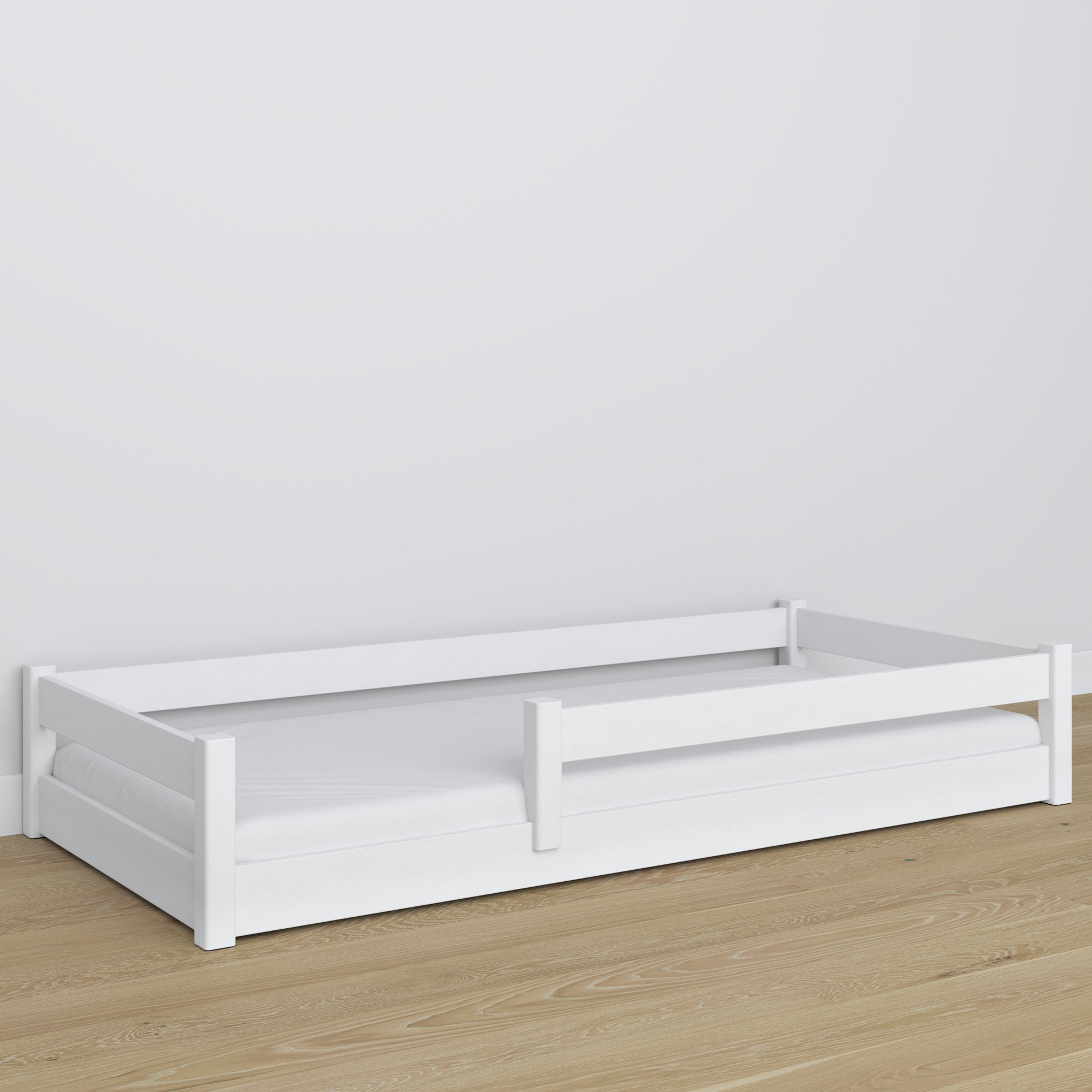 Wooden low bed N02 white