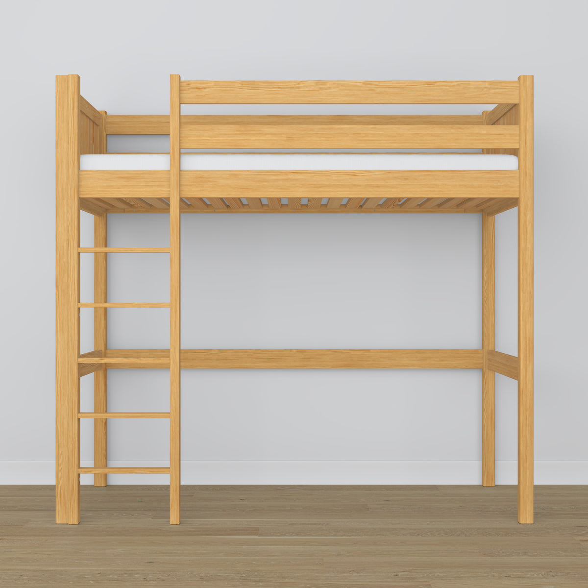 Lit mezzanine pin naturel – échelle i barrière en bois, Nizio Home