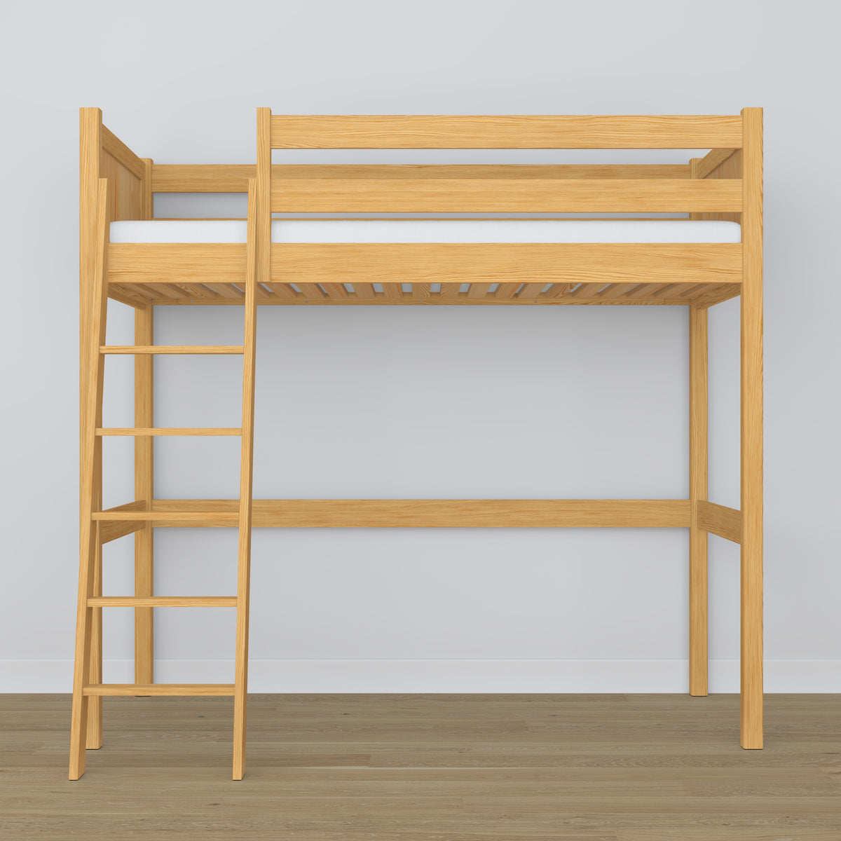 Hochbett Kiefer Natur – Holzleiter und Holzrausfallschutz, Nizio Home