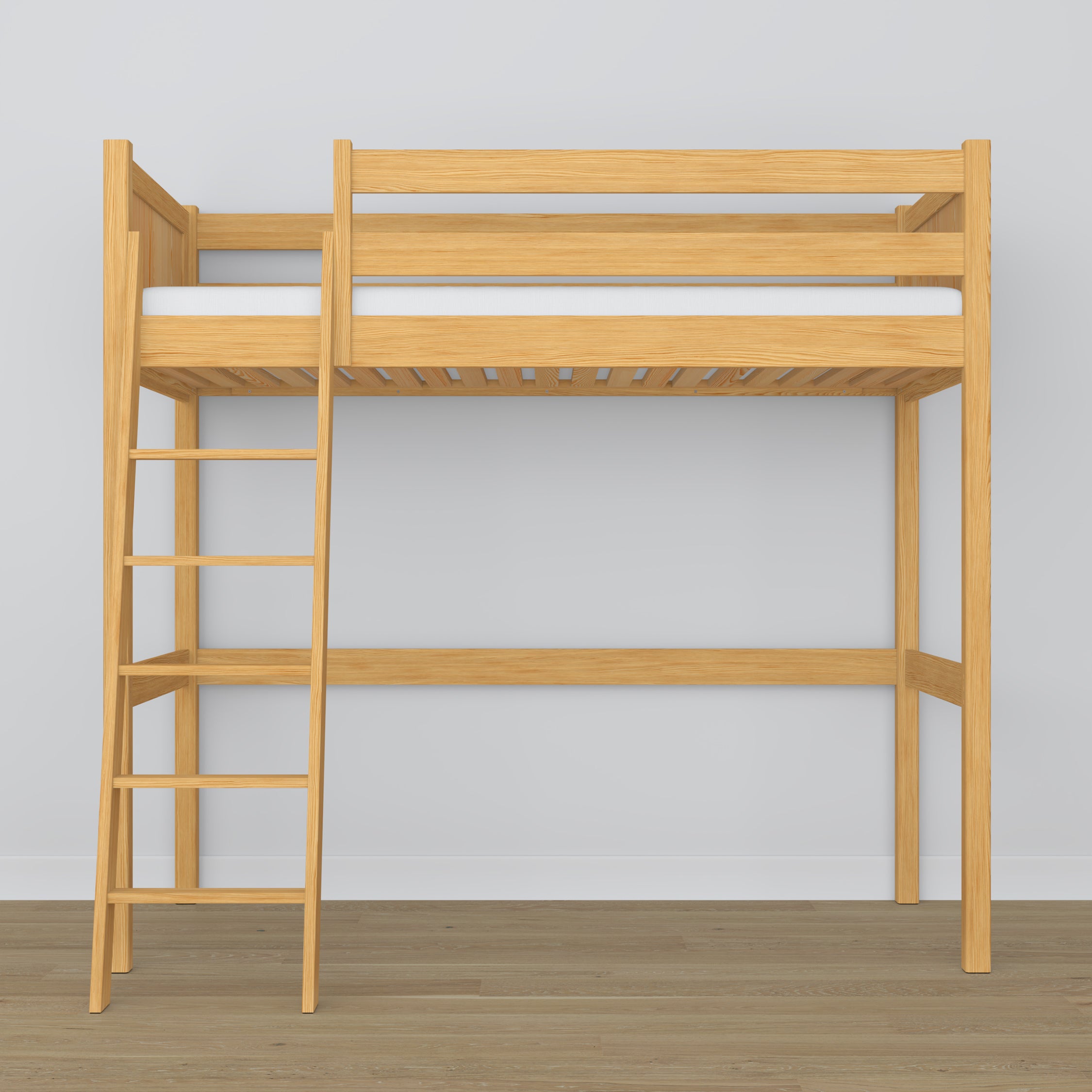 Hochbett Kiefer Natur – Holzleiter und Holzrausfallschutz, Nizio Home