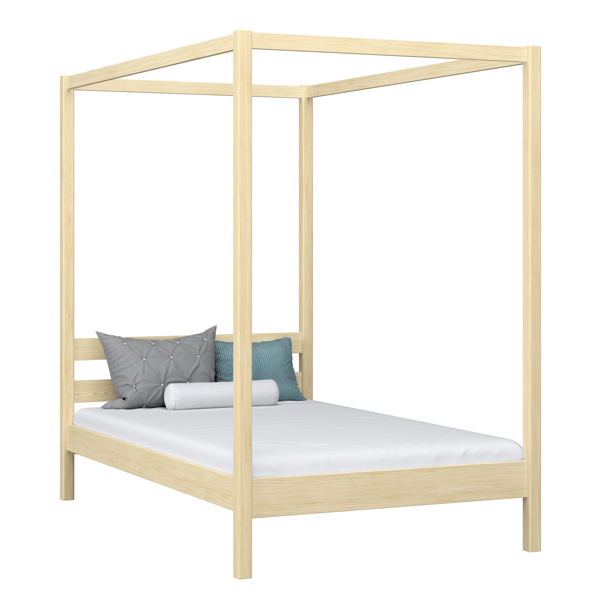 Wooden clear pine canopy bed – child’s room, Scandinavian style, Nizio
