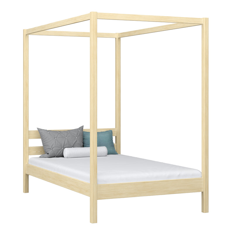 Wooden clear pine canopy bed – child’s room, Scandinavian style, Nizio