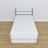 Letto bianco-quercia con cassetto – guide e dettagli in legno, Nizio