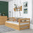 Letto divano pino naturale – laterale sponda in legno, vista laterale, Nizio