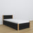 Letto con cassetto in legno nero-quercia – stanza per bambini, allestimento scandi