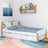 Letto bianco-quercia con cassetto per materasso – vista laterale, in legno, Nizio Home