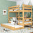 Lit superposé avec tiroir pour matelas en bois pin naturel – chambre d'enfant scandinave