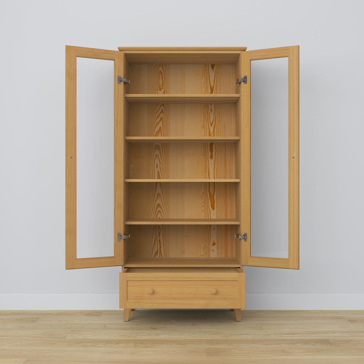 Vetrina 1S in pino naturale in salotto – allestimento scandinava, Nizio